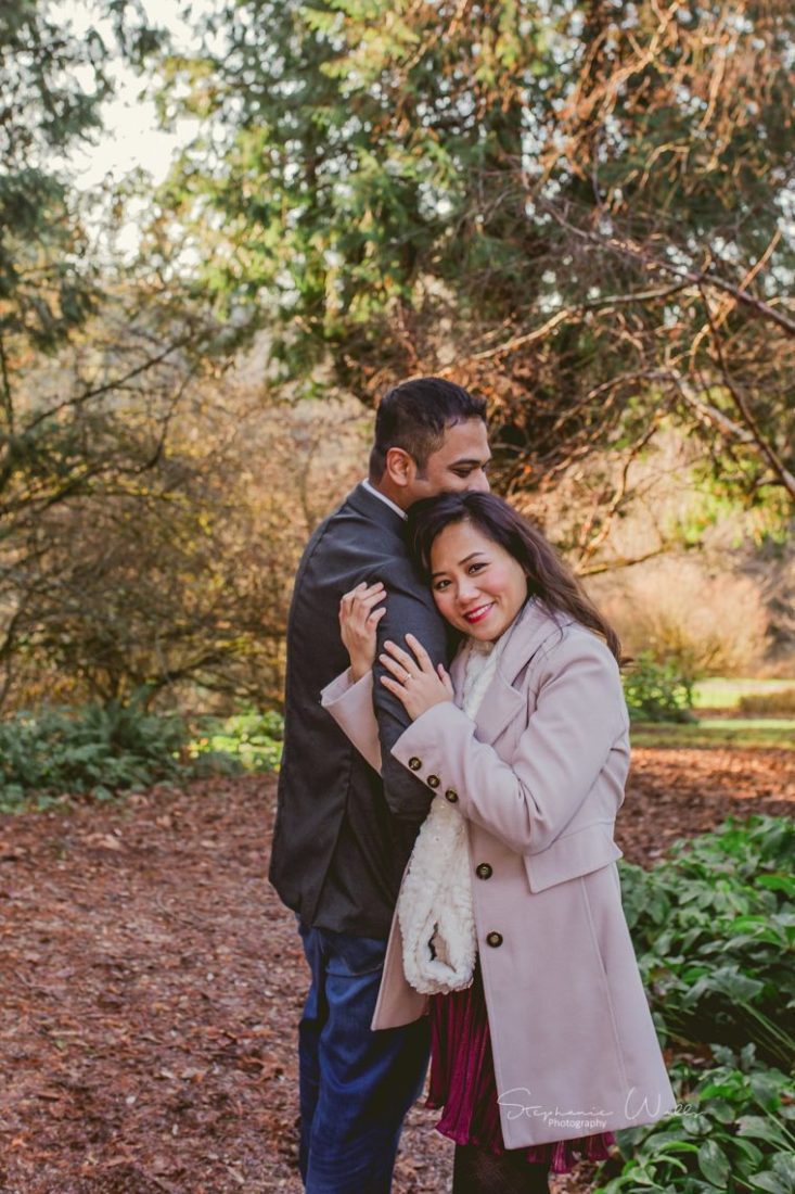 Stephanie Walls Photography 0387 scaled Washington Park Arboretum Engagement with Chi and Saurav