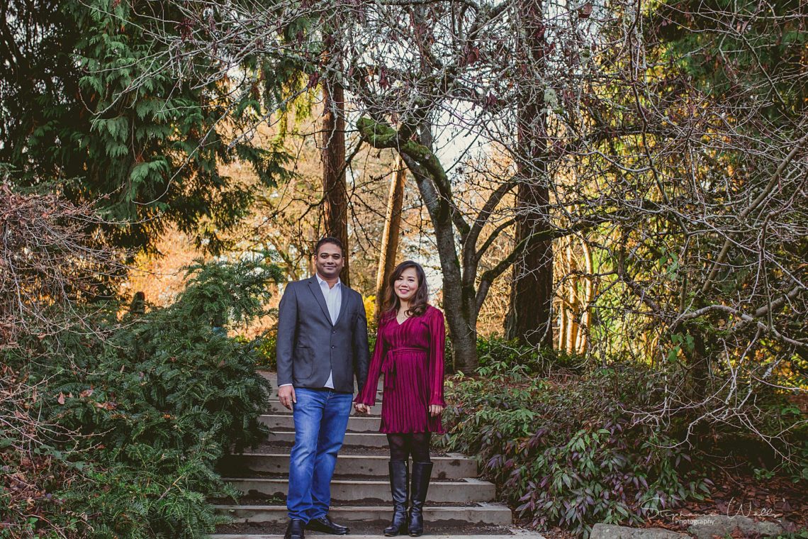 Stephanie Walls Photography 0395 scaled Washington Park Arboretum Engagement with Chi and Saurav