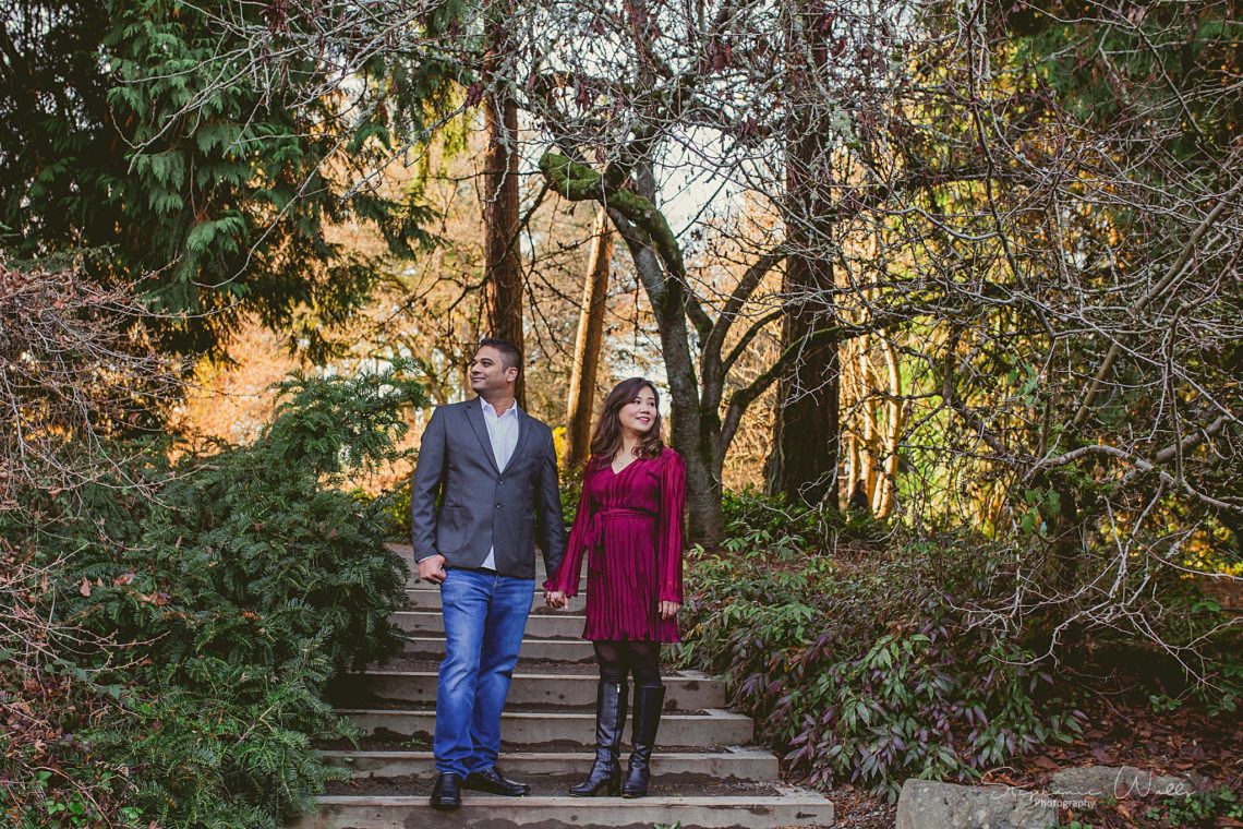 Stephanie Walls Photography 0397 scaled Washington Park Arboretum Engagement with Chi and Saurav